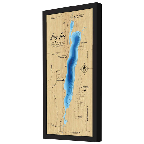 Long Lake (WI) 3D Wooden Map - Blue - 9 Layers