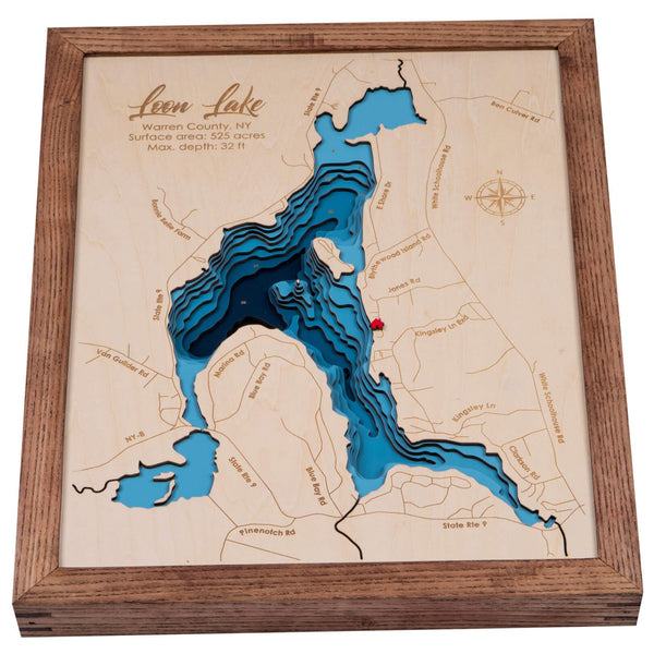 Loon Lake 3D Wooden Map - Dark Blue - 9 Layers