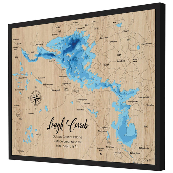 Lough Corrib 3D Wooden Map - Blue – 8 Layers