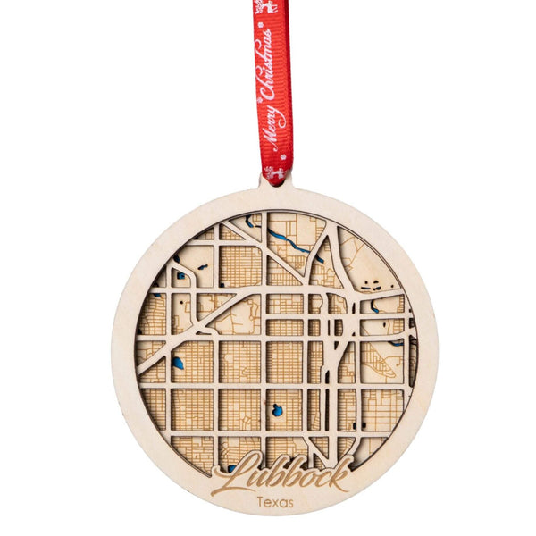 Lubbock, TX 3D Wooden City Map Ornament – 4.5’’x4’’