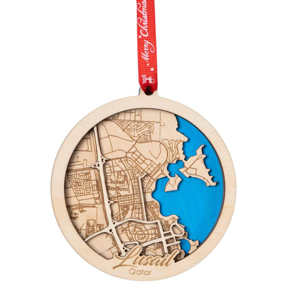 Lusail, Qatar 3D Wooden City Map Ornament – 4.5’’x4’’