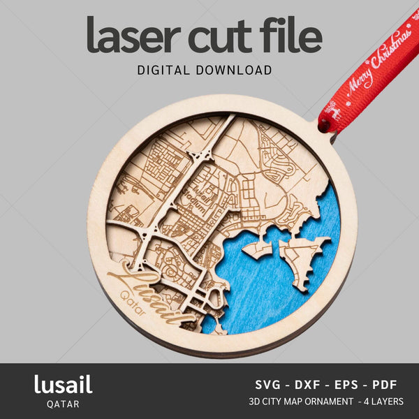 Lusail, Qatar City Map Ornaments Files - 4 Layers - Svg/Ai/Dxf/Pdf