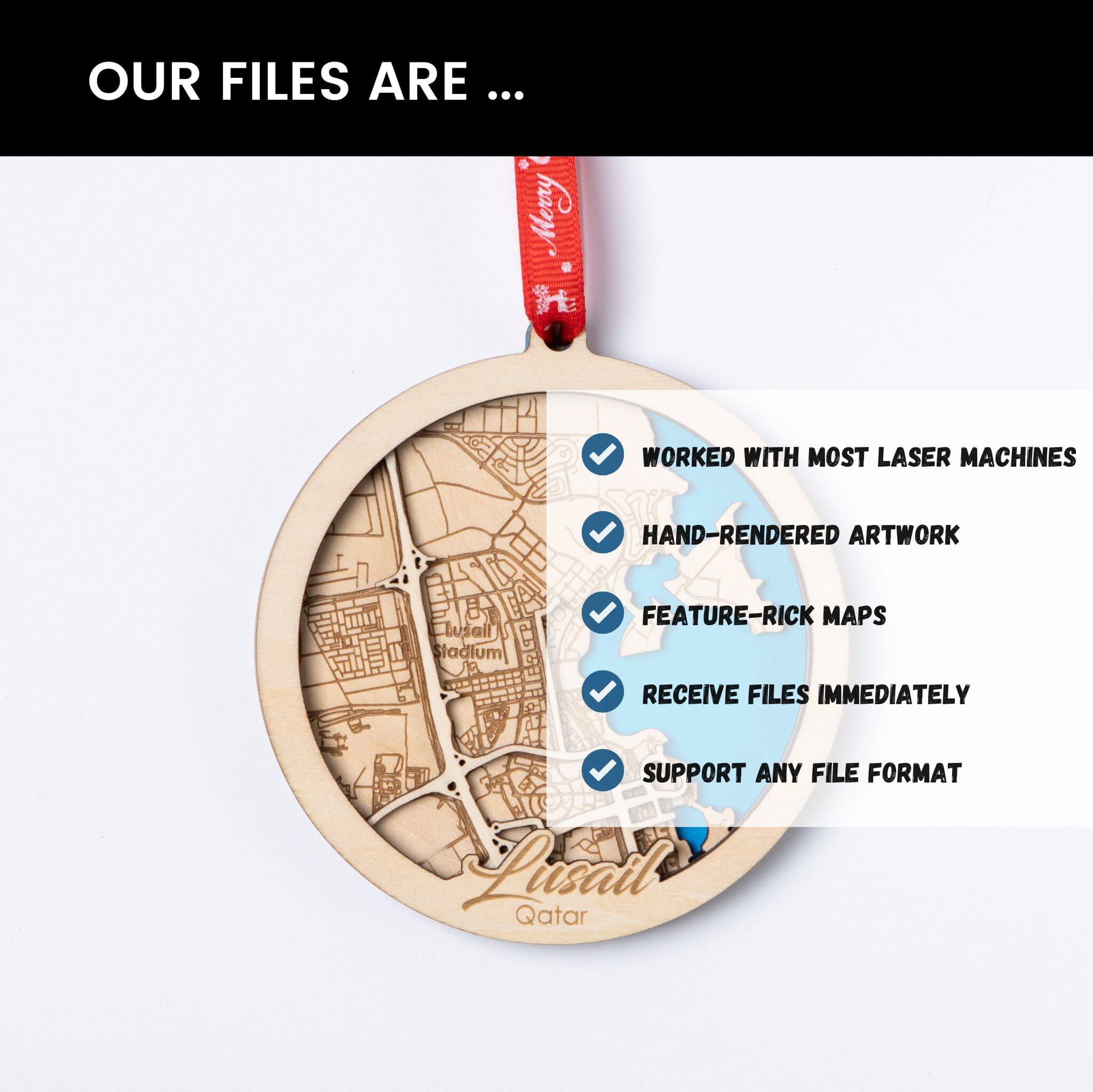 Lusail, Qatar City Map Ornaments Files - 4 Layers - Svg/Ai/Dxf/Pdf ...