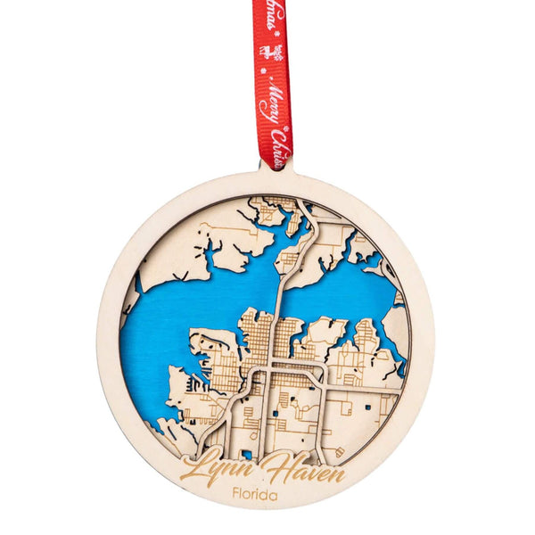 Lynn Haven, FL 3D Wooden City Map Ornament – 4.5’’x4’’