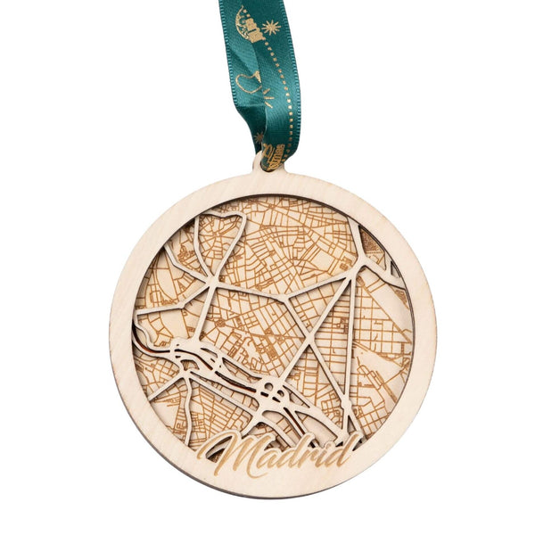 Madrid, Spain 3D Wooden City Map Ornament – 4.5’’x4’’ - Blue