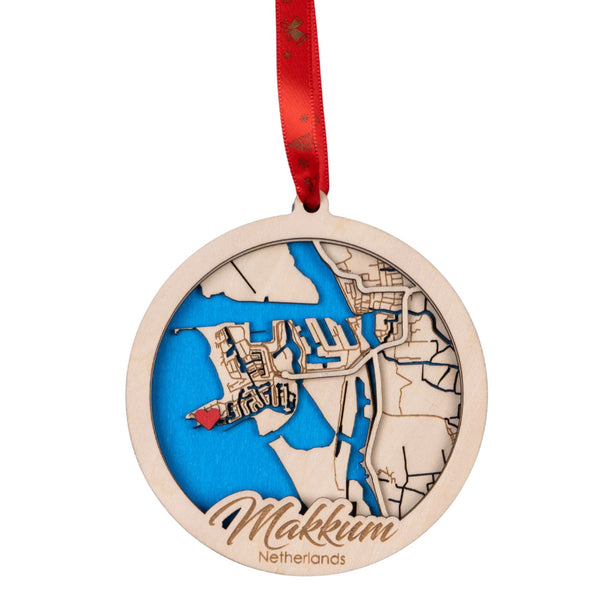 Makkum, Netherlands 3D Wooden City Map Ornament – 4.5’’x4’’