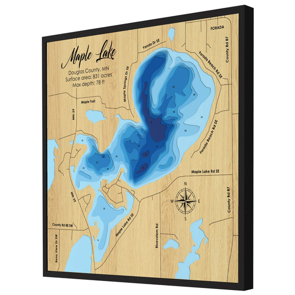 Maple Lake 3D Wooden Map - Blue – 9 Layers