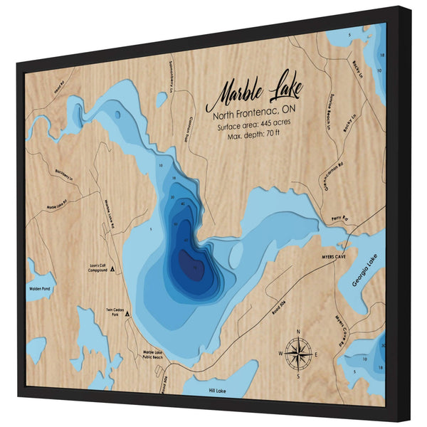 Marble Lake 3D Wooden Map - Blue – 9 Layers