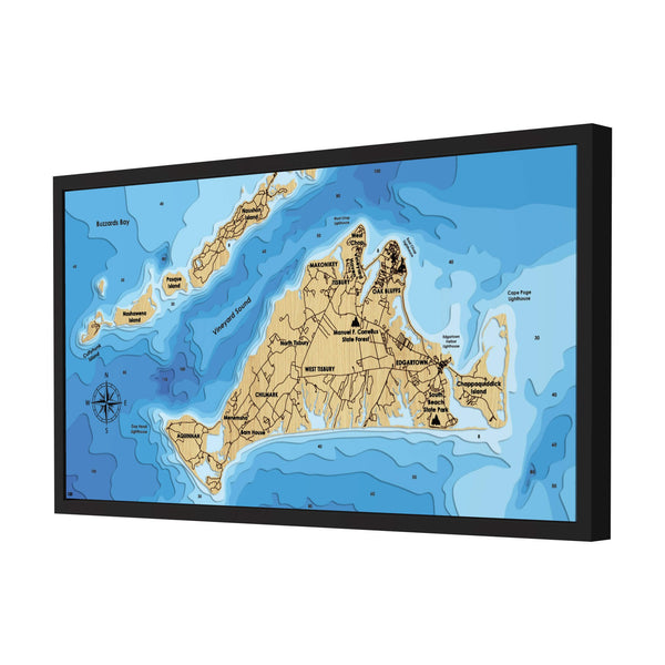 Martha's Vineyard Map, Massachusetts - Personalized 3D Wooden Map - Depth Map Wall Art - Gifts for Lake House