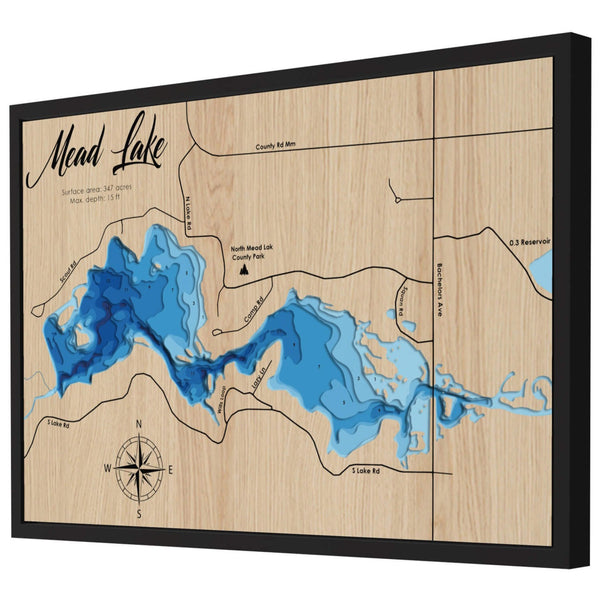 Mead Lake 3D Wooden Map - Blue – 9 Layers