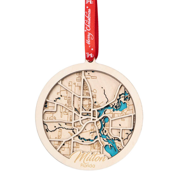 Milton, FL 3D Wooden City Map Ornament – 4.5’’x4’’