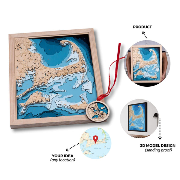 Intricate Custom 3D wooden map with personalization options, presented by Moc Tho