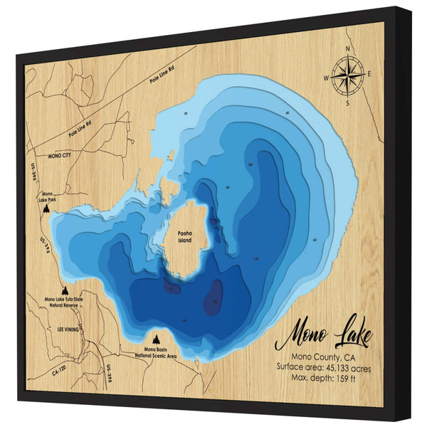 Mono Lake 3D Wooden Map - Blue – 9 Layers