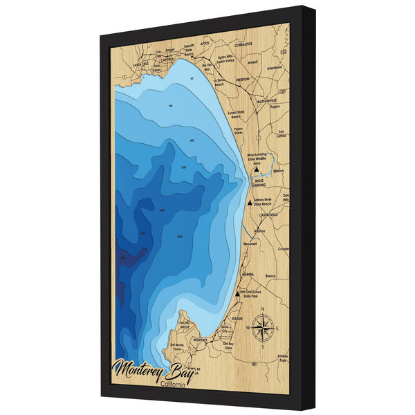 Monterey Bay 3D Wooden Map - Blue – 9 Layers