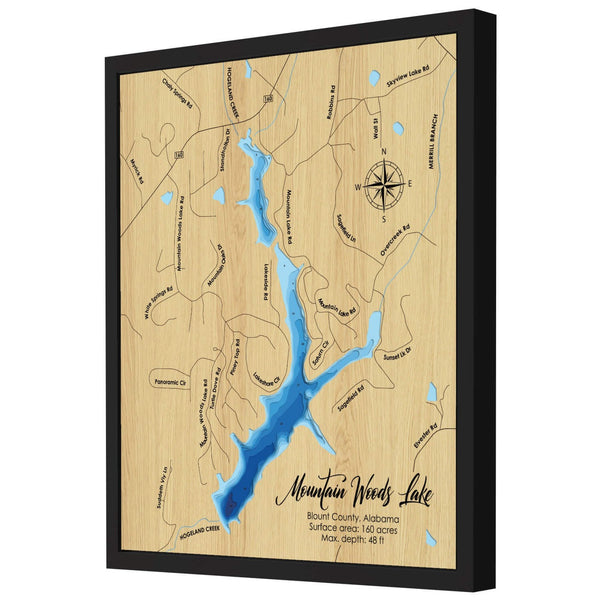 Mountain Woods Lake 3D Wooden Map - Blue – 9 Layers