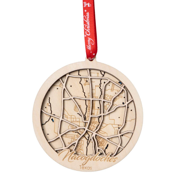 Nacogdoches, TX 3D Wooden City Map Ornament – 4.5’’x4’’