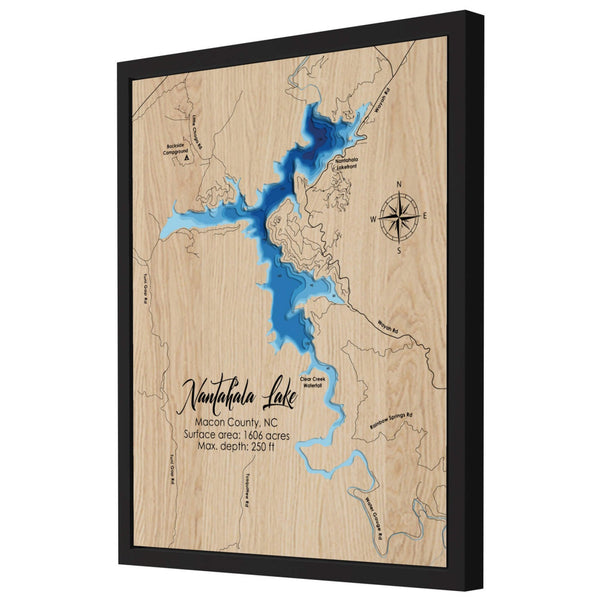 Nantahala Lake 3D Wooden Map - Blue – 9 Layers