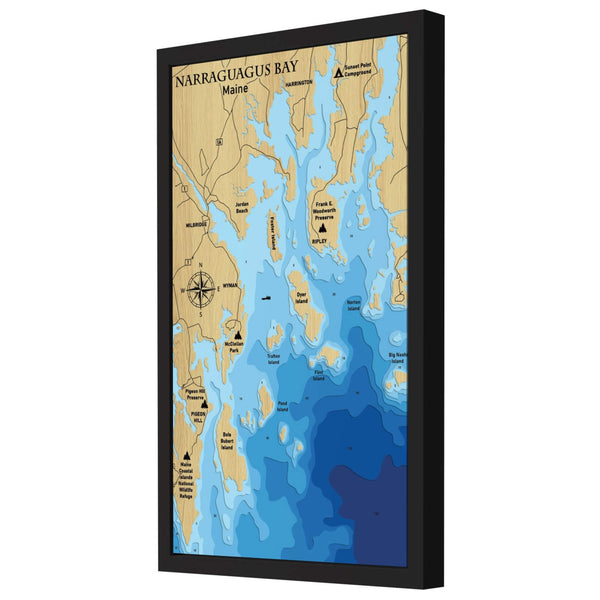 Narraguagus Bay Map, Maine - Personalized 3D Wooden Map - Depth Map Wall Art - Nautical Decor for Lake House