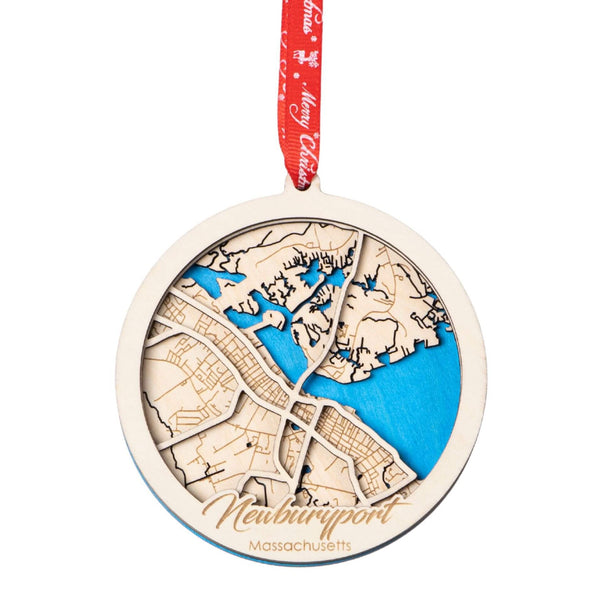 Newburyport, MA 3D Wooden City Map Ornament – 4.5’’x4’’