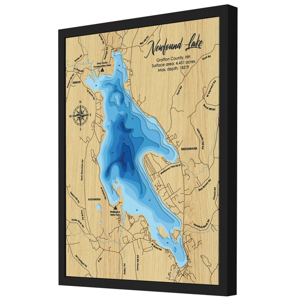 Newfound Lake Map, New Hampshire - Personalized Wood Map - Depth Map Wall Art - Nautical Decor for Lake House