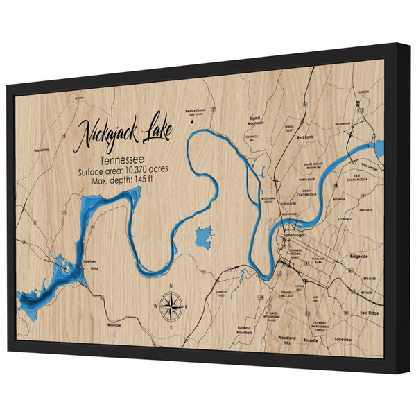 Nickajack Lake 3D Wooden Map - Blue – 7 Layers