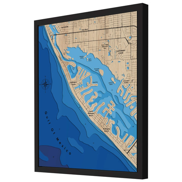 North Redington Beach 3D Wooden Map - Blue – 7 Layers