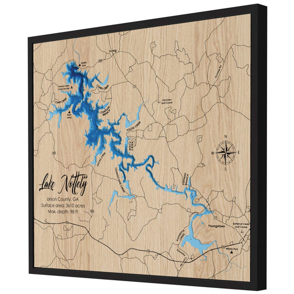 Nottely Lake 3D Wooden Map - Blue – 8 Layers