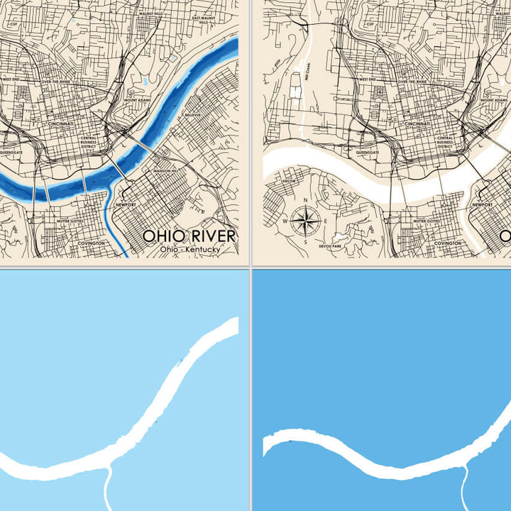 Ohio Layered Map Ohio River, Ohio & Kentucky Laser Map Files - 6 Layers - Svg/Ai/Dxf/Pd ...