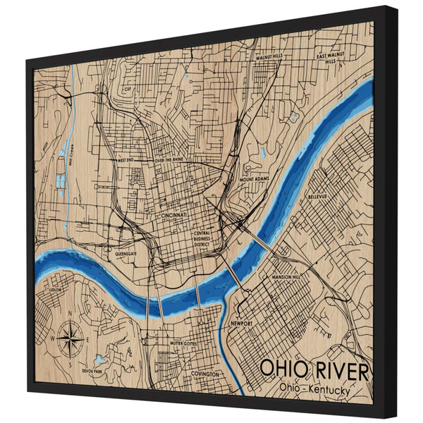 Ohio River 3D Wooden Map - Blue – 6 Layers