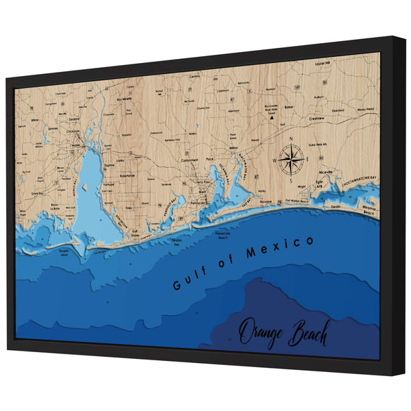 Orange Beach 3D Wooden Map - Blue – 7 Layers