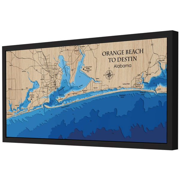 Orange Beach to Destin 3D Wooden Map - Blue – 8 Layers