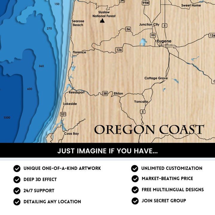 Oregon Coast, Oregon Laser Map Files - 9 Layers - Svg/Ai/Dxf/Pdf – Moc ...
