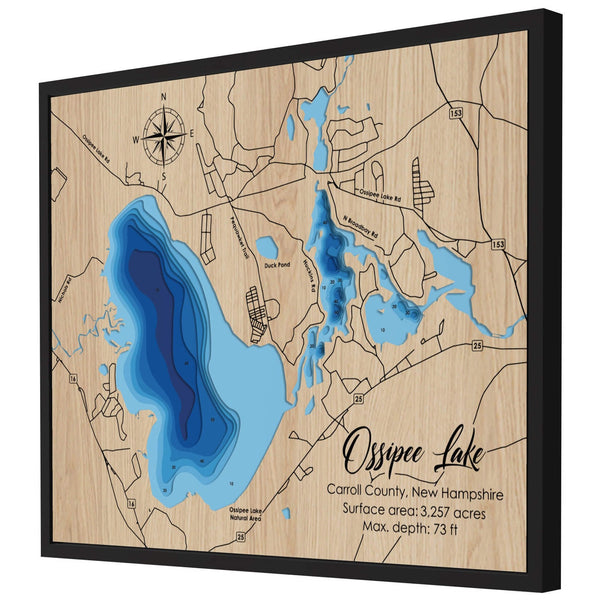 Ossipee Lake 3D Wooden Map - Blue – 7 Layers