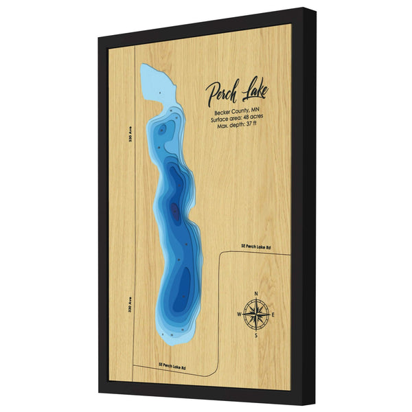 Perch Lake Map, Minnesota - Personalized 3D Wooden Map - Depth Map Wall Art - Nautical Decor for Lake House