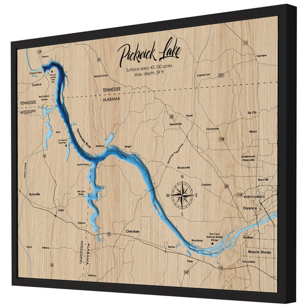 Pickwick Lake 3D Wooden Map - Blue – 9 Layers