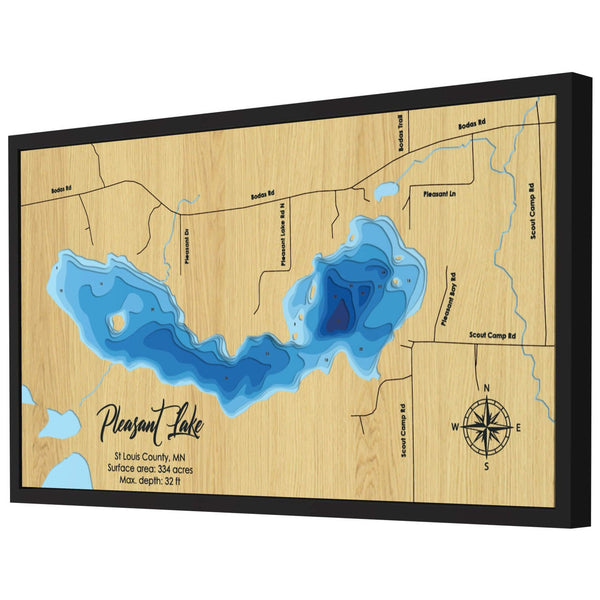 Pleasant Lake Evelth Map, Minnesota - Personalized 3D Wooden Map - Depth Map Wall Art - Gifts for Lake House