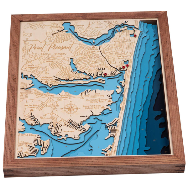 Point Pleasant 3D Wooden Map - Dark Blue - 9 Layers