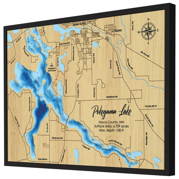 Pokegama Map, Minnesota - Personalized 3D Wooden Map - Depth Map Wall Art - Nautical Decor for Lake House