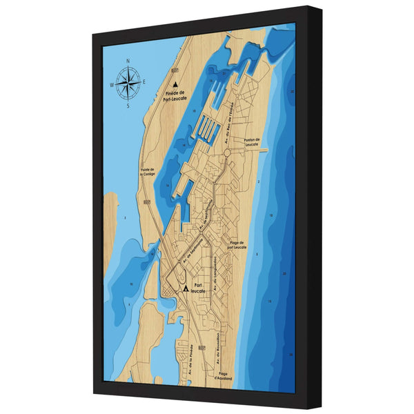 Port Leucate 3D Wooden Map - Blue – 7 Layers