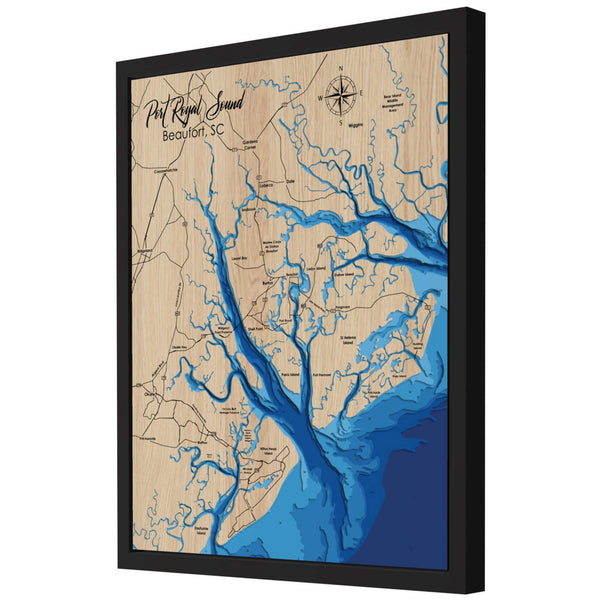 Port Royal Sound 3D Wooden Map - Blue – 7 Layers