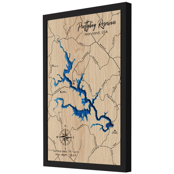 Prettyboy Reservoir 3D Wooden Map - Blue – 6 Layers