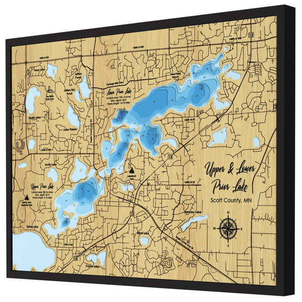 Prior Lake Map, Minnesota - Personalized 3D Wooden Map - Depth Map Wall Art - Nautical Decor for Lake House