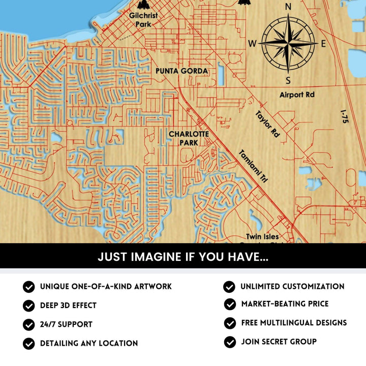 Details of Punta Gorda 3D Depth Map FIles, unique wall art, deep effect, unlimited customization
