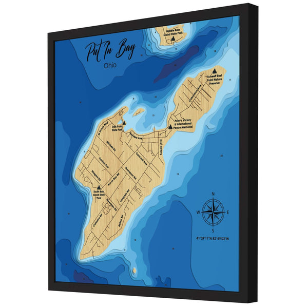 Put In Bay Map, Ohio - Personalized 3D Wooden Map - Depth Map Wall Art - Nautical Decor for Lake House