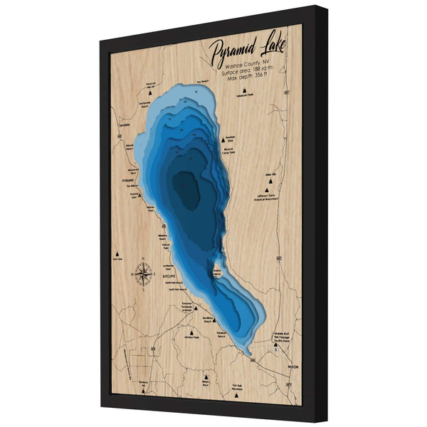 Pyramid Lake 3D Wooden Map - Blue – 9 Layers