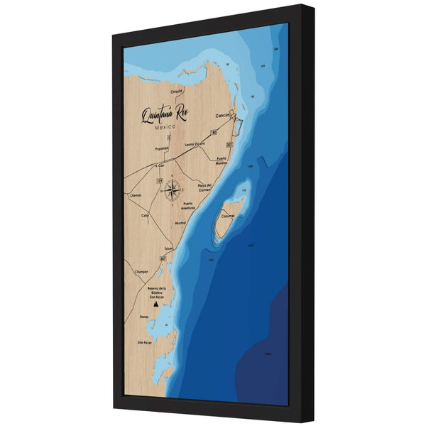 Quintana Roo 3D Wooden Map - Blue – 9 Layers