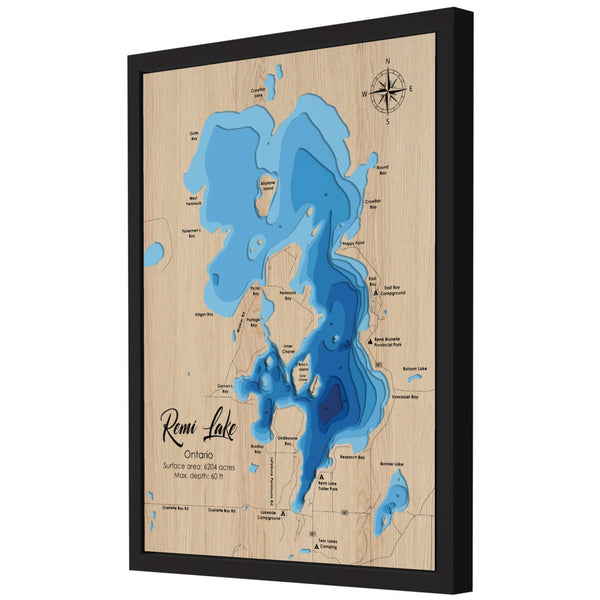 Remi Lake 3D Wooden Map - Blue – 8 Layers