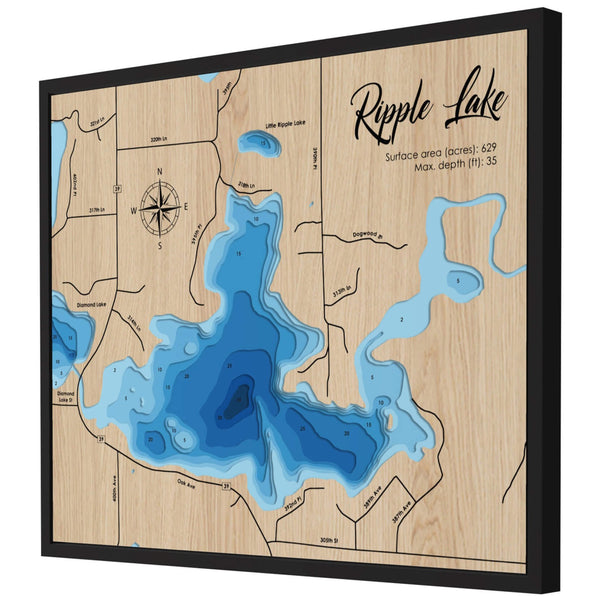 Ripple Lake 3D Wooden Map - Blue – 9 Layers