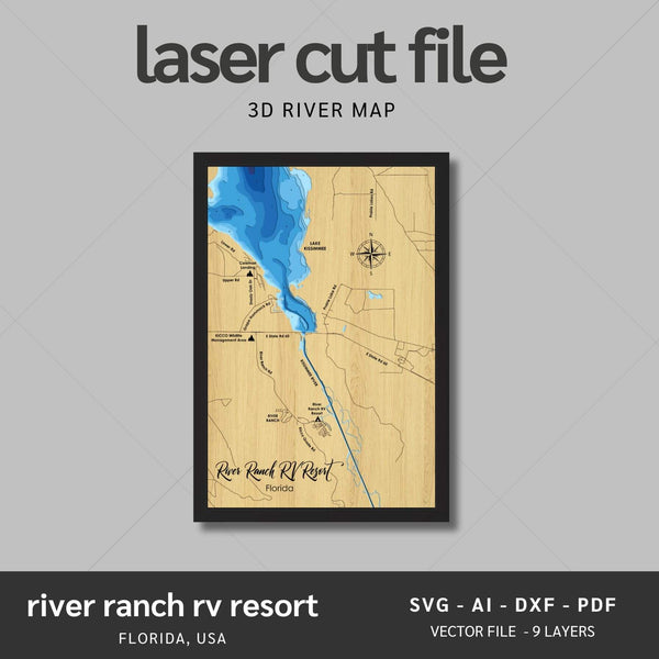 River Ranch RV Resort, Florida Laser Map Files - 9 Layers - Svg/Ai/Dxf/Pdf