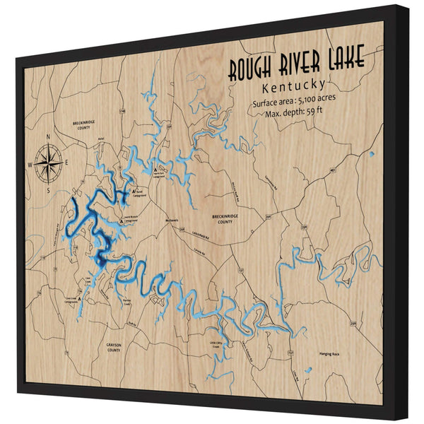 Rough River Lake 3D Wooden Map - Blue – 5 Layers